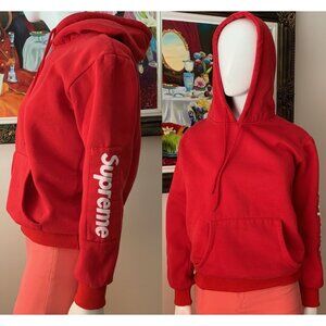 Supreme Youth Sleeve Patch Box Logo Hoodie Sweatshirt Kangaroo Pocket